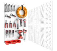 FZK Lot de 6 panneaux perforés en métal avec 2 façons d'installation de perçage et sans perçage. Panneau perforé, panneau perforé blanc pour garage, salle d'artisanat
