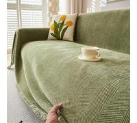 FZKun Couverture de canapé - Housse de canapé en chenille texturée décorative, protège-couette pour toutes les saisons, housse de meubles pour salon, chambre à coucher, voyage (Vert, 180x230 cm)