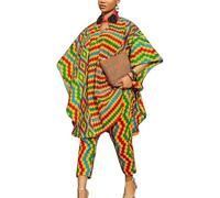 FZKun Ensemble 2 pièces pour femme imprimé africain avec chemise à manches longues et pantalon assorti à un costume africain Dashiki, 1, XXL