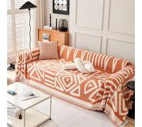 FZKun Grande couverture douce et réversible pour canapé 1/2/3/4 places - Style bohème - Couverture décorative pour chaises, canapés, canapés et lits (orange, 180 x 380 cm)