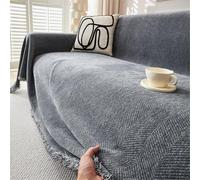 FZKun Jeté de canapé en chenille décontractée texturée - Protection toutes saisons - Pour salon, chambre à coucher, voyage (gris foncé, 180 x 130 cm)
