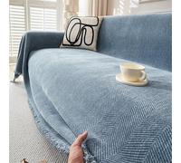 FZKun Jeté de Canapé - Housse Décorative en Chenille Décontractée Texturée Protecteur Couverture de Canapé Toutes Saisons Housse de Meuble pour Salon Chambre Voyage (Bleu, 180x460cm)