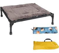 FZKun Lit surélevé pour chien avec coussin - Lit surélevé portable antidérapant avec support pliable pour chiens de grande taille moyenne et petite taille à l'intérieur et à l'extérieur en camping
