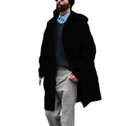 FZKun Long Duffle-Coat pour Hommes, Mélange de Laine, avec Capuche, Blouson à Boutonnage, Veste de Travail Chaude Coupe-Vent, 26, 5XL