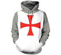 FZKun Sweat à capuche pour homme avec cordon de serrage Motif chevaliers Templiers 3D Noël Halloween Automne Hiver, # 1, XXXL