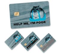 FZkuozougedd Lot de 4 autocollants pour carte de crédit - Motif hamster qui pleure triste - 4 en 1 - Autocollant amusant pour carte de crédit - Protection amovible et imperméable - Cadeau