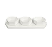 FZL02068LM Bols À Sauce Lot de 3 Bols hexagonaux en céramique avec Plateau Bols à Sauce Trempette Bols à Sauce for Noix, Bonbons, collations, légumes, Dessert. Plat de Sauce