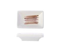 FZL02068LM Bols À Sauce Lot de 4 Assiettes d'assaisonnement rectangulaires en céramique for Sauce soja Plat de Sauce(White and Green)