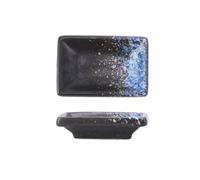 FZL02068LM Bols À Sauce Lot de 4 Assiettes d'assaisonnement rectangulaires en céramique for Sauce soja Plat de Sauce(Black and Blue)