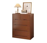 FZL02068LM Chiffonnier Commode de Chambre à Coucher avec 5 tiroirs, Plateau en Bois Plusieurs Niveaux, Rangement Pratique Stockage(Petit)