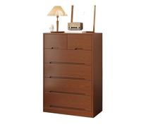 FZL02068LM Chiffonnier Commode de Chambre à Coucher Plusieurs Niveaux avec Plateau en Bois et 6 tiroirs Rangement Stockage(Grand)