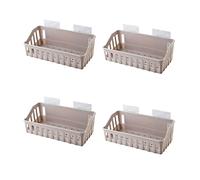 FZL02068LM Étagère murale à 4 étagères de rangement en plastique pour toilettes - Étagères de rangement murales non perforées - Étagère de salle de bain (Bruin)