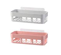 FZL02068LM Étagères murales à 2 étagères pour toilettes - Étagère de rangement simple en plastique - Étagère de rangement non perforée - Étagère de salle de bain (B)