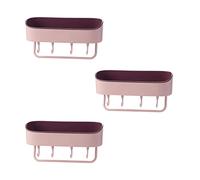 FZL02068LM Étagères murales à 3 étagères de rangement simples en plastique pour toilettes, toilettes, table de toilette, étagère de rangement murale non perforée pour salle de bain (rose)