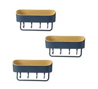 FZL02068LM Étagères murales à 3 étagères de rangement simples en plastique pour toilettes, toilettes, salle de bain, étagère de rangement murale non perforée (jaune)