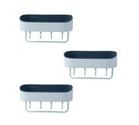 FZL02068LM Étagères murales à 3 étagères de rangement simples en plastique pour toilettes, toilettes, salle de bain, étagère de rangement murale non perforée (bleu)
