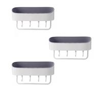 FZL02068LM Étagères murales à 3 étagères de rangement simples en plastique pour toilettes, toilettes, table de toilette, étagère de rangement murale non perforée pour salle de bain (gris)