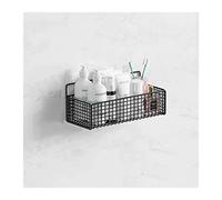 FZL02068LM Étagères murales - Étagère de rangement murale qui ne nécessite pas de trous pour être percées dans le mur pour toilettes et salle de bain (noir, petite taille)