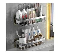 FZL02068LM Étagères murales pour toilettes - Étagère de rangement simple en plastique pour toilettes - Support de rangement mural non perforé - Étagère de salle de bain (gris, 2)