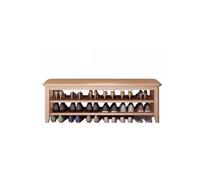 FZL02068LM Indépendant Armoire à Chaussures, entrée de Maison, étagère à Chaussures en Bois Massif, Rangement Multifonctionnel, étagère à Chaussures Assise Organisateur(Natural,Grand)