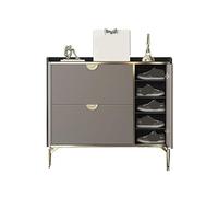 FZL02068LM Indépendant Meuble à Chaussures Ultra-Fin à 3 Compartiments rabattables for la Maison, de Luxe léger, Gris Moderne, Grande capacité, Meuble étroit for l'entrée Organisateur