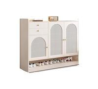 FZL02068LM Indépendant Meuble de Rangement à Chaussures en Bois Massif de 120 cm, Meuble d'entrée Simple et de Grande capacité, Blanc Organisateur