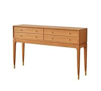 FZL02068LM Longue table console moderne du milieu du siècle avec 4 tiroirs, table de canapé en bois de cerisier, table d'entrée étroite pour couloir, salon, entrée de rangement (taille M)