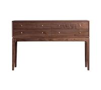 FZL02068LM Longue table d'entrée en noyer noir, console moderne du milieu du siècle avec 4 tiroirs, table d'appoint, table de canapé, pour salon, entrée et chambre à coucher (taille L)