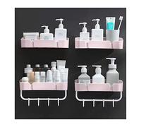 FZL02068LM Lot de 2 étagères murales en plastique pour articles de toilette - Double étagère de rangement murale en plastique - Sans perforation - Étagère de rangement simple pour toilettes - Étagère