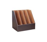 FZL02068LM Organisateurs de Papier Porte-Documents Vertical en Cuir ou Organiseur de Bureau for Ranger des dossiers, Magazines et Blocs-Notes Plateaux de Bureau(Bruin)