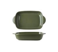FZL02068LM Plats à Four Plat de Cuisson for Riz cuit au Fromage, Four, ustensiles spéciaux, Bol en céramique, Assiette rectangulaire à Double Oreille for Micro-Ondes Plat a Gratin(Green,11inches)