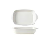 FZL02068LM Plats à Four Plat de Cuisson for Riz cuit au Fromage, Four, ustensiles spéciaux, Bol en céramique, Assiette rectangulaire à Double Oreille for Micro-Ondes Plat a Gratin(Blanc,11inches)