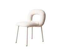 FZL02068LM Salle à Manger Modern Boucle Dining Chairs, Kitchen & Room, Backrest Upholstered with Metal Legs Chaises de Cuisine(Blanc)
