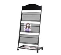 FZL02068LM Support à magazines Porte-revues sur pied, support d'information, de rangement, présentoir journaux, livres manuel for exposition, salon commercial, bureau, magasin détail Décoratif(Noir)
