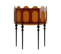 FZL02068LM Table console longue en acrylique - 79 x 40 x 95 cm - Table console hexagonale pour canapé, foyer, couloir, salon, rangement moderne (orange)