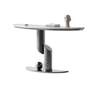 FZL02068LM Table console longue et moderne, étroite et longue, table d'appoint contemporaine pour salon, couloir, entrée, dessus en imitation marbre veener, table d'entrée (gris, taille M)