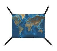 FZMTLDS Hamac pour chat avec motif carte du monde - Respirant - Réversible - Lit doux à suspendre pour l'intérieur et l'extérieur - Pour petits animaux