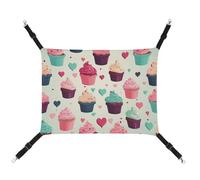 FZMTLDS Hamac pour chat en forme de cupcake - Motif cœurs - Respirant - Réversible - Lit doux à suspendre pour l'intérieur et l'extérieur - Pour petits animaux