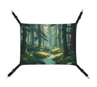 FZMTLDS Hamac pour chat vert foncé Enchanted Wilderness Fantasy sur cage respirant réversible à suspendre pour intérieur et extérieur