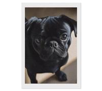 FZMTLDS Kit de peinture diamant avec strass pour débutants - 20,3 x 30,5 cm - Décoration murale d'intérieur - Motif carlin noir