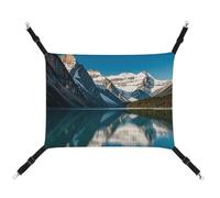 FZMTLDS Panorama of The Lake Louise Mountains Hamac pour chat Respirant Cage Hamac réversible Lit à suspendre pour animal domestique Lit doux pour intérieur et extérieur Coussin endormi pour petits
