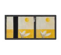 FZMVSQH A White Dove Flies By Portefeuille minimaliste à trois volets pour homme, portefeuille avec blocage RFID, 8 porte-cartes de crédit, 1 poche pour billets et fenêtre pour carte d'identité