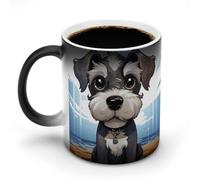 FZMVSQH Adorable tasse à café magique Schnauzer personnalisée à changement de couleur, tasse à café sensible à la chaleur changeante avec poignée, 325 ml, tasse amusante en céramique pour thé/latte