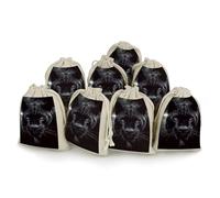 FZMVSQH Animal Panther Lot de 8 sacs réutilisables en mousseline de coton naturel avec cordon de serrage pour bijoux, fête, mariage, épices, herbes, bonbons, savon