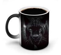 FZMVSQH Animal Panther Tasse à café magique personnalisée à changement de couleur sensible à la chaleur avec poignée 325 ml Tasse amusante en céramique pour thé/latte/lait/cacao