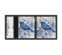 FZMVSQH Bluebird And Flowers Portefeuille minimaliste à trois volets pour homme avec blocage RFID, 8 porte-cartes de crédit, 1 poche pour billets et fenêtre pour carte d'identité, portefeuille fin à
