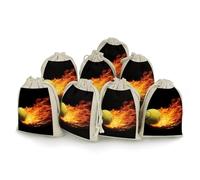 FZMVSQH Burning Tennis Pictures Lot de 8 sacs réutilisables en mousseline de coton naturel avec cordon de serrage pour fête, mariage, épices, herbes, bonbons, savon