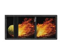 FZMVSQH Burning Tennis Pictures Portefeuille minimaliste à trois volets pour homme avec blocage RFID, 8 porte-cartes de crédit, 1 poche pour billets et fenêtre pour carte d'identité, portefeuille fin