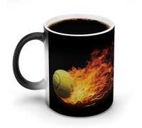 FZMVSQH Burning Tennis Pictures Tasse à café magique personnalisée à changement de couleur sensible à la chaleur avec poignée 325 ml Tasse amusante en céramique pour thé/latte/lait/cacao