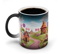 FZMVSQH Candy Land Tasse à café magique personnalisée à changement de couleur sensible à la chaleur avec poignée 325 ml Tasse amusante en céramique pour thé/latte/lait/cacao